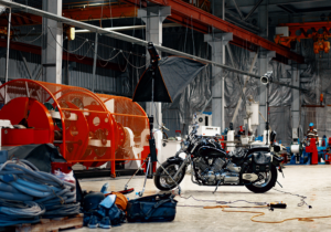 Motorrad in Werkstatt für Diagnose und Service