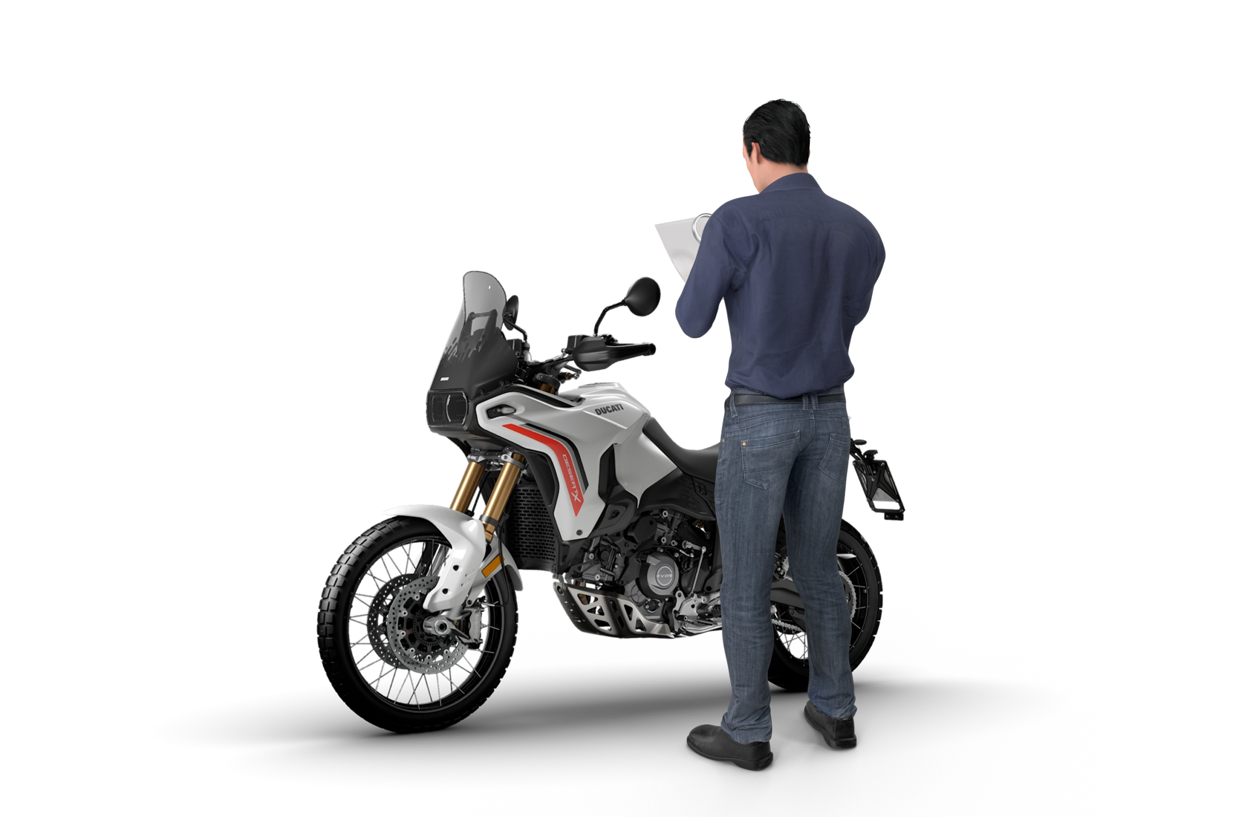Sachverständiger prüft Ducati Motorrad