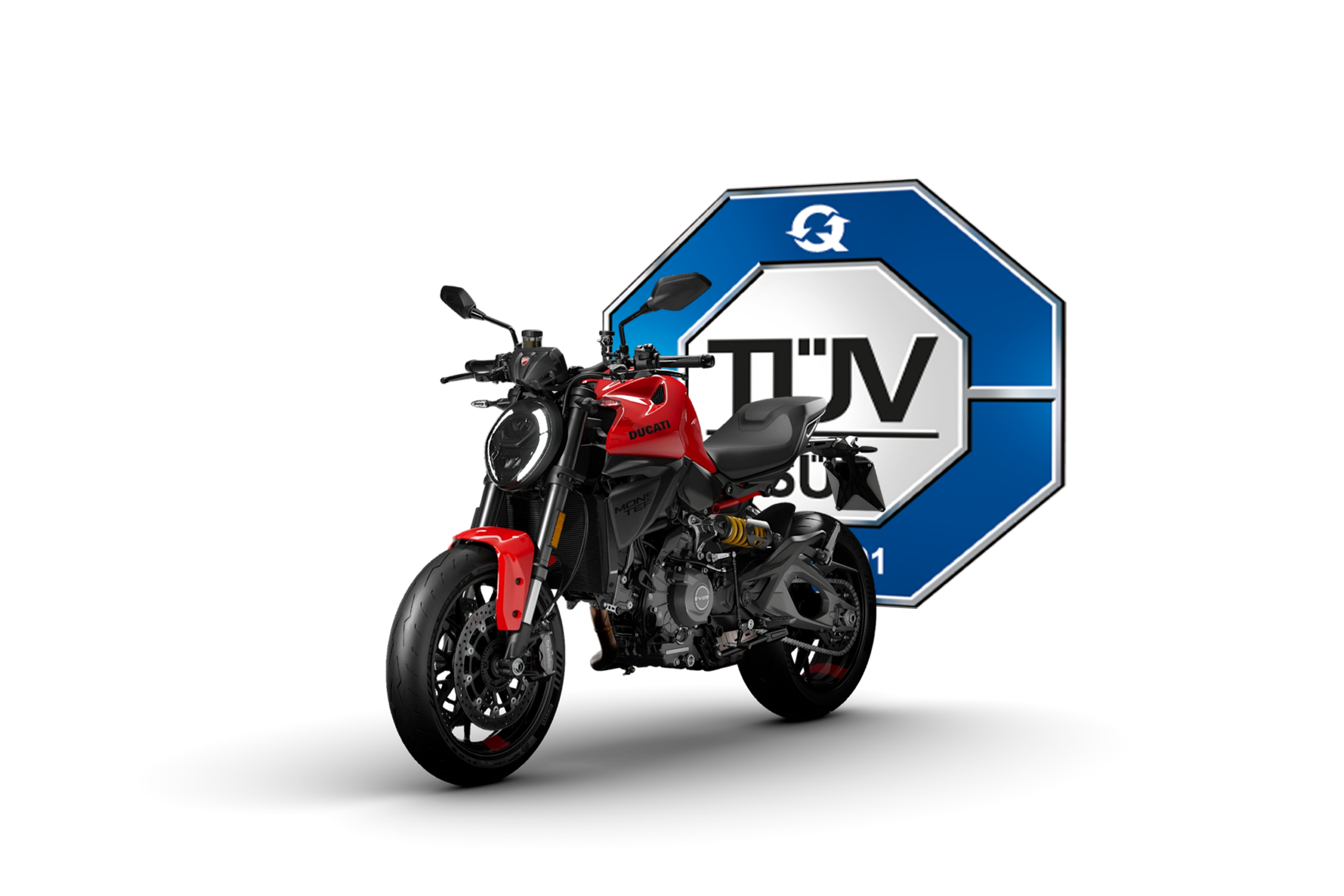 Ducati Motorrad vor TÜV-Prüfzeichen